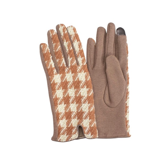 Houndstooth Jersey Gloves in Marigold - NEW - Picture 1 of 1